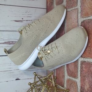 Cole Haan Womens 2.ZERØGRAND Stitchlite Wingtip Oxford Rye Gold Shoes 8.5